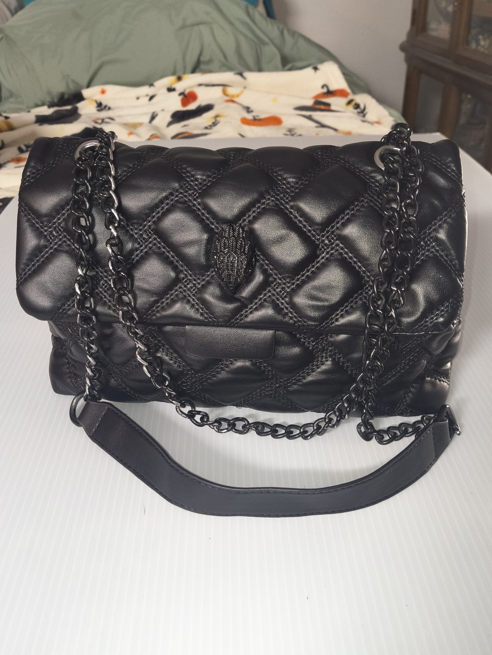 Kurt Geiger London Medium Kensington Drench Leather Shoulder Bag - Black